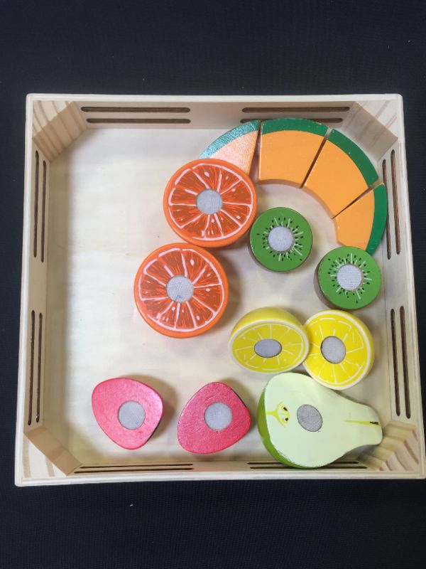 Photo 2 of Melissa & Doug Cutting Fruit Set - Wooden Play Food Kitchen Accessory, Multi
