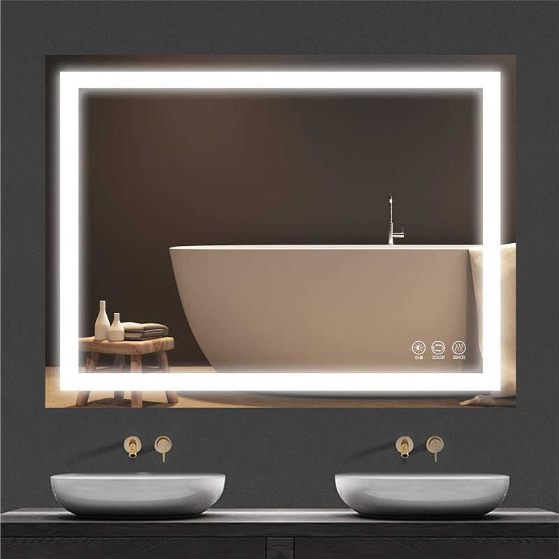 Photo 1 of Butylux 32x24 inch Wall Mounted LED Bathroom Mirror with 3000K-6000K Dimmable, Anti-Fog, Lighted Bathroom Mirror with Smart Touch Button, Memory Function(Horizontal/Vertical)
