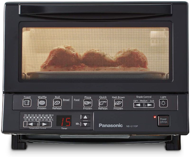 Photo 1 of Panasonic NB-G110P-K FlashXpress Toaster Oven with Double Infrared Heating and Removable 9-Inch Inner Baking Tray, 1300W, 4-Slice, Black
