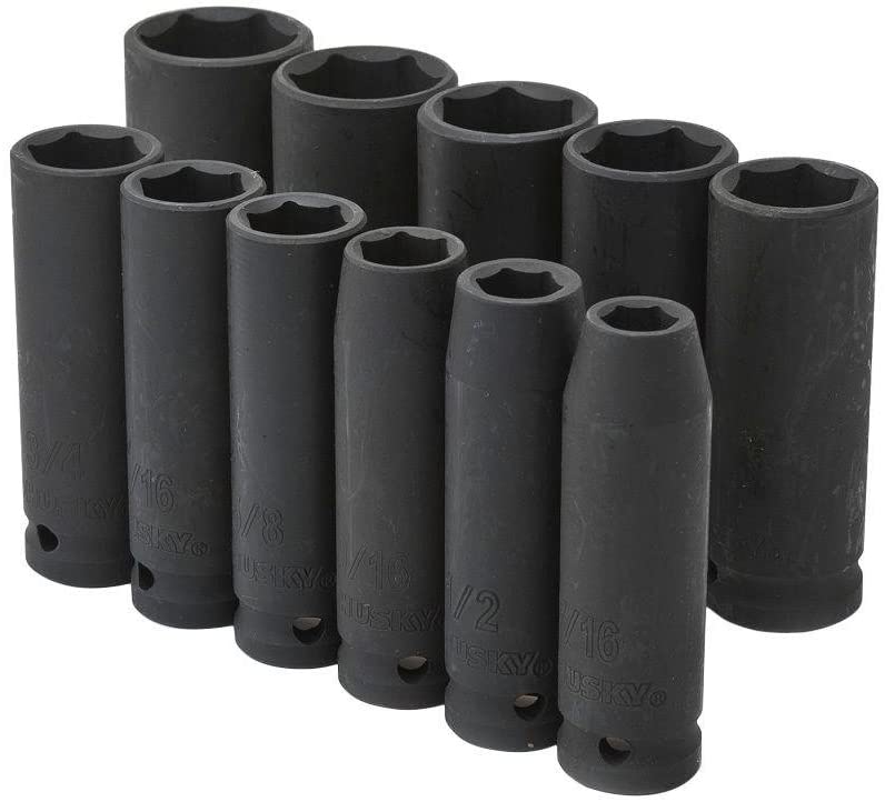 Photo 1 of (2 pack) Husky 1/2 In. Drive (SAE AND Metric) Deep Impact Socket Set, 22 PC total
