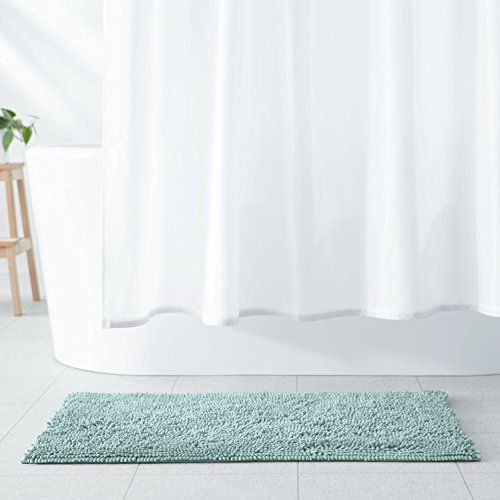 Photo 1 of AmazonBasics 85% Polyester, 15% Polyamide Anti-Slip Microfiber Bathroom Mat - Seafoam Green - 21" x 34"
