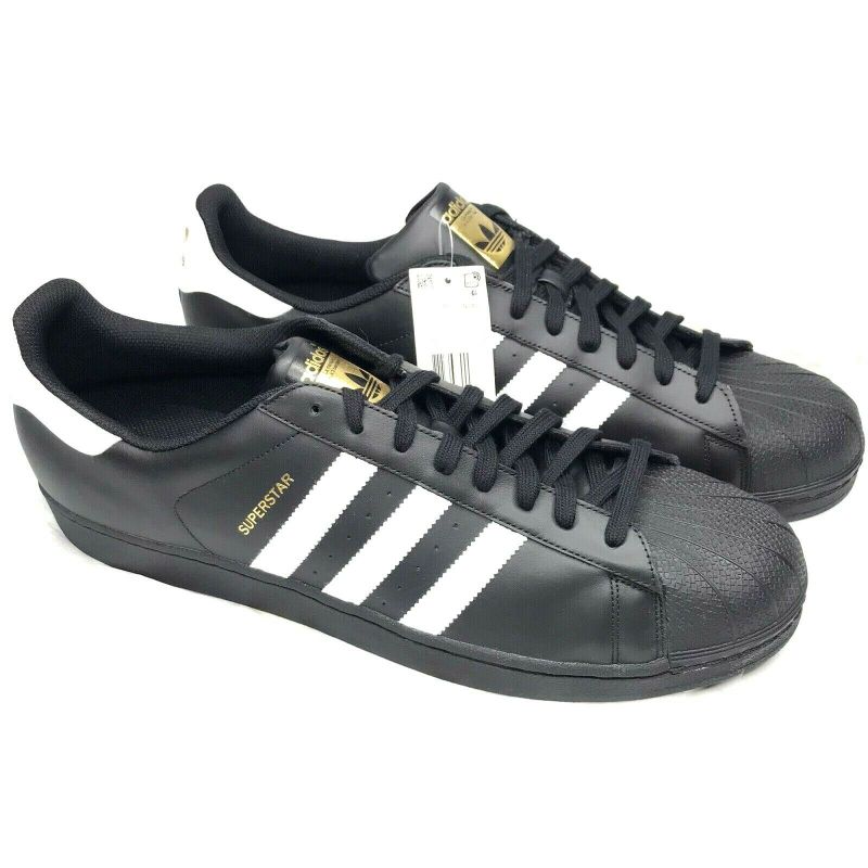 Photo 1 of Adidas Originals Mens Superstar Foundation Black White Gold B27140 Size 20
