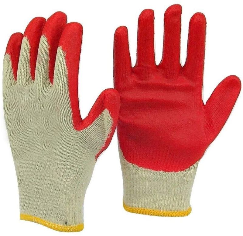 Photo 1 of SafetyGrip Protection Gloves Economical String Knit Latex Dipped Palm Gloves, Nitrile Coated Work Gloves for General Purpose, One Size, Red (Pack of 300
