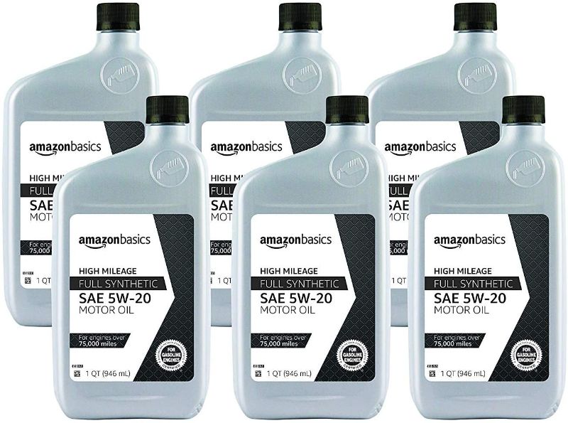 Photo 1 of Amazon Basics High Mileage Motor Oil - Full Synthetic - 5W-20 - 1 Quart - 6 Pack
