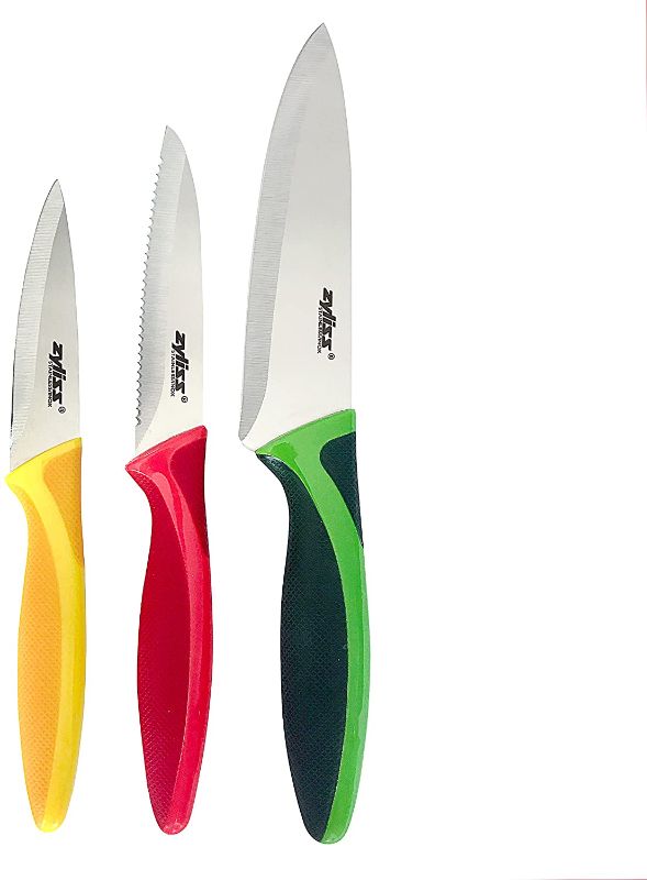Photo 1 of ZYLISS 3 Piece Value Knife Set with Sheath Covers, Stainless Steel