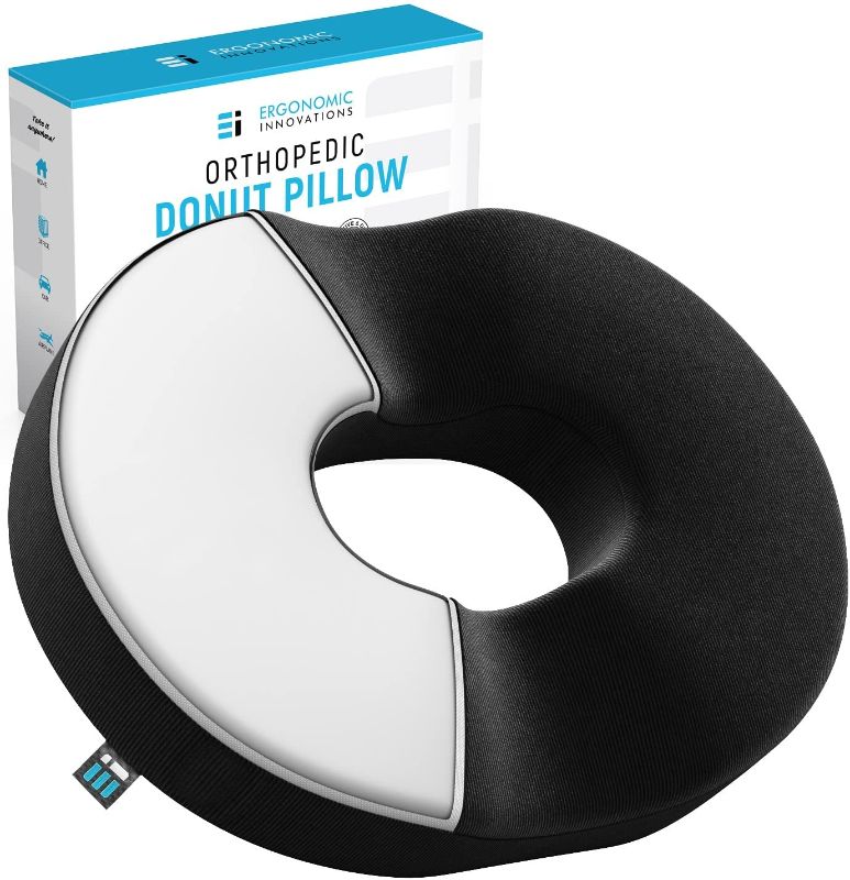 Photo 1 of Donut Pillow Coccyx Cushion for Tailbone Pain Relief Cushion, Butt Seat Cushion for Hemorrhoids, Suitable for Office Chair Cushions, Work Home, Wheelchairs & Travel, Back, Sciatica Pain Relief Pad
