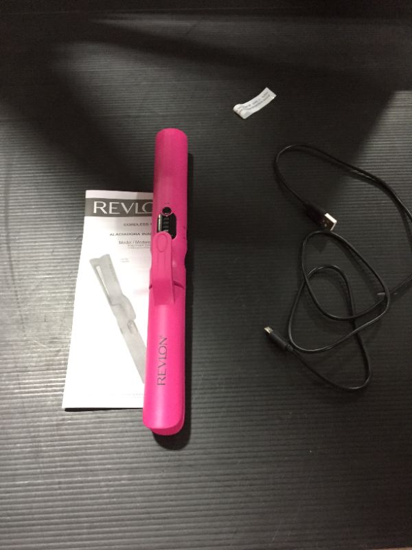 Photo 2 of REVLON Cordless + Rechargeable 3/4" Ceramic Flat Iron, Pink
