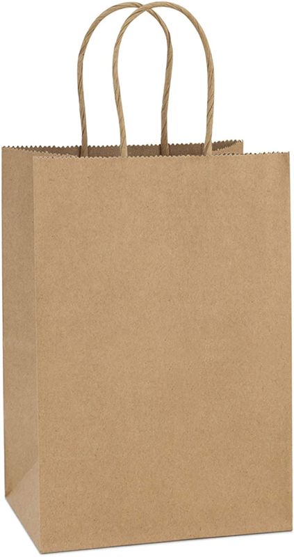 Photo 1 of BagDream Kraft Paper Bags 100Pcs 5.25x3.75x8 Inches Small Paper Gift Bags with Handles Bulk, Paper Shopping Bags, Kraft Bags, Party Bags, Brown Bags
