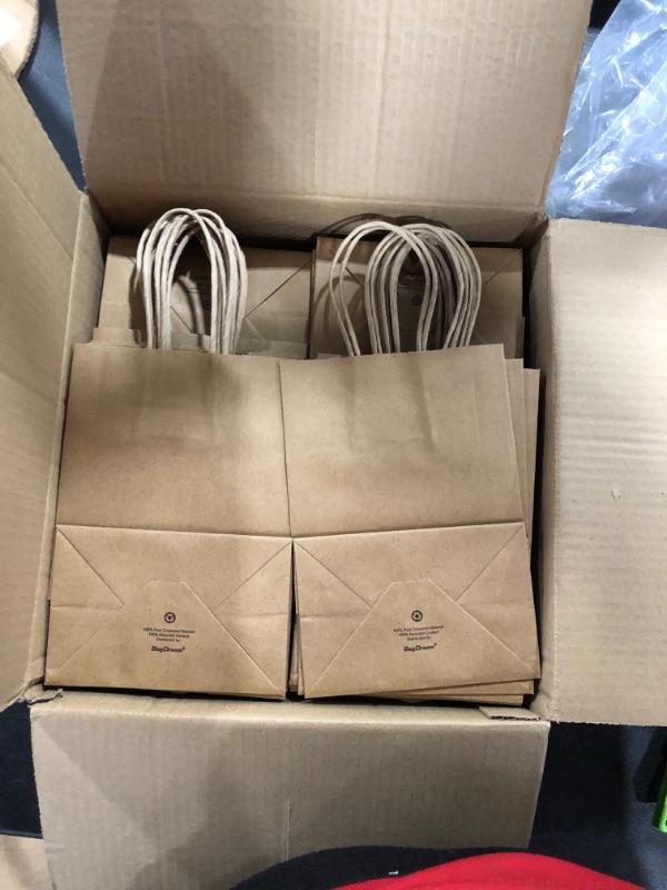 Photo 2 of BagDream Kraft Paper Bags 100Pcs 5.25x3.75x8 Inches Small Paper Gift Bags with Handles Bulk, Paper Shopping Bags, Kraft Bags, Party Bags, Brown Bags
