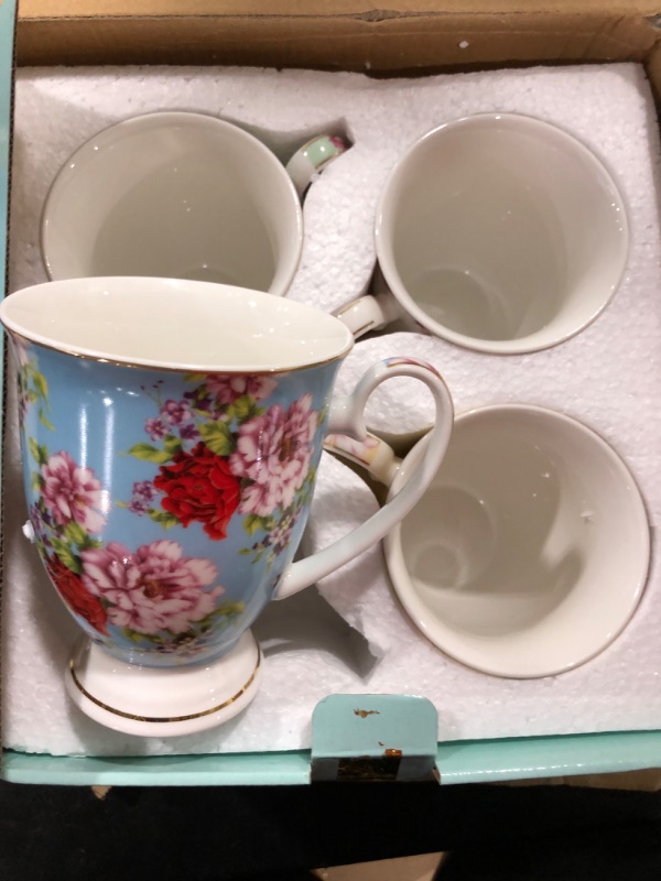 Photo 3 of BTaT- Coffee Mugs, 12 Oz, Set of 4, Floral Mugs, Porcelain Bone China, Tea Mug, Coffee Cups, Coffee Mug Set, Large Coffee Mugs, Coffee Cups Set, Mugs
