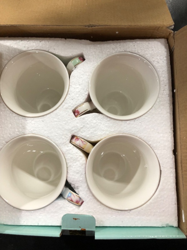 Photo 2 of BTaT- Coffee Mugs, 12 Oz, Set of 4, Floral Mugs, Porcelain Bone China, Tea Mug, Coffee Cups, Coffee Mug Set, Large Coffee Mugs, Coffee Cups Set, Mugs
