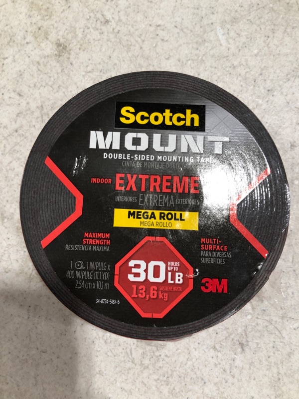 Photo 3 of 3M Scotch 1 in. x 11.1 yds. Permanent Double Sided Extreme Mounting Tape. 
