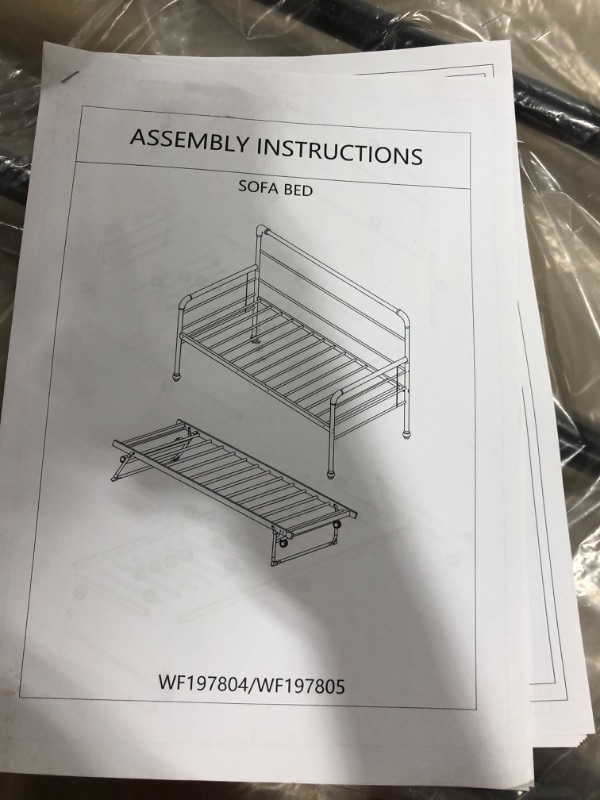 Photo 3 of (BOX 1 of 2) Twin Size Daybed with Adjustable Trundle, Pop Up Trundle, Black
