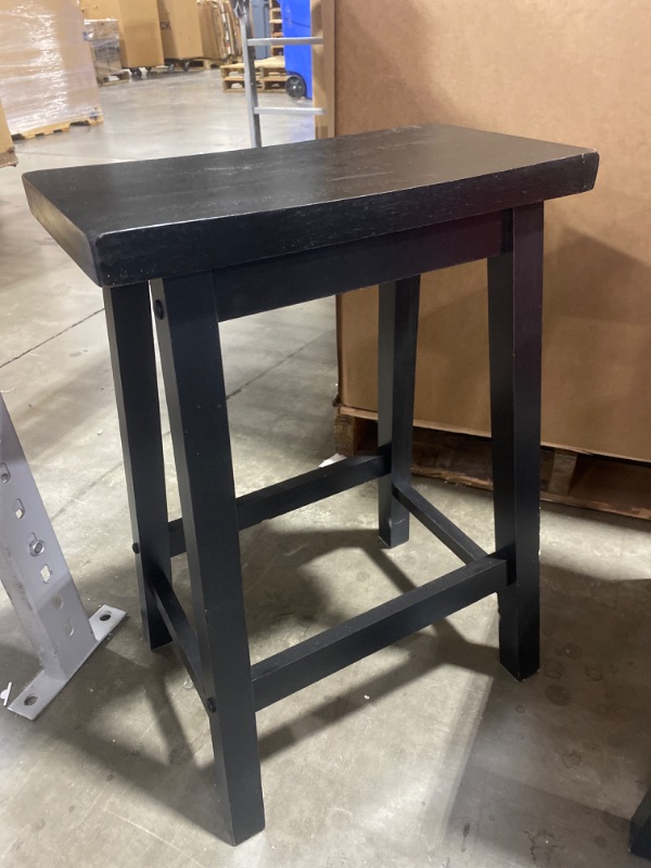 Photo 2 of Amazon Basics Solid Wood Saddle-Seat Kitchen Counter-Height Stool , 24-Inch Height, Black
