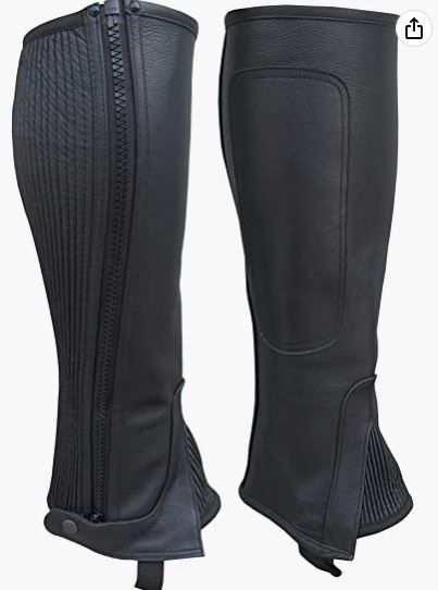 Photo 1 of A&H Apparel Unisex Adult Leather Half Chaps Black and Brown XS
