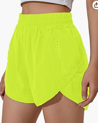 Photo 1 of  Women's Running Shorts Elastic High Waisted Shorts Pocket Sporty Workout Shorts Quick Dry Athletic Shorts Pants MEDIUM