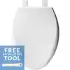 Photo 1 of BEMIS Affinity Soft Close Elongated Closed Front Plastic Toilet Seat in White Never Loosens and Free Installation Tool. OPEN BOX.
