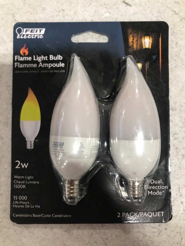 Photo 2 of 2-Watt Equivalent CA10 Flame Design Candelabra Base LED Light Bulb (2-Pack)
