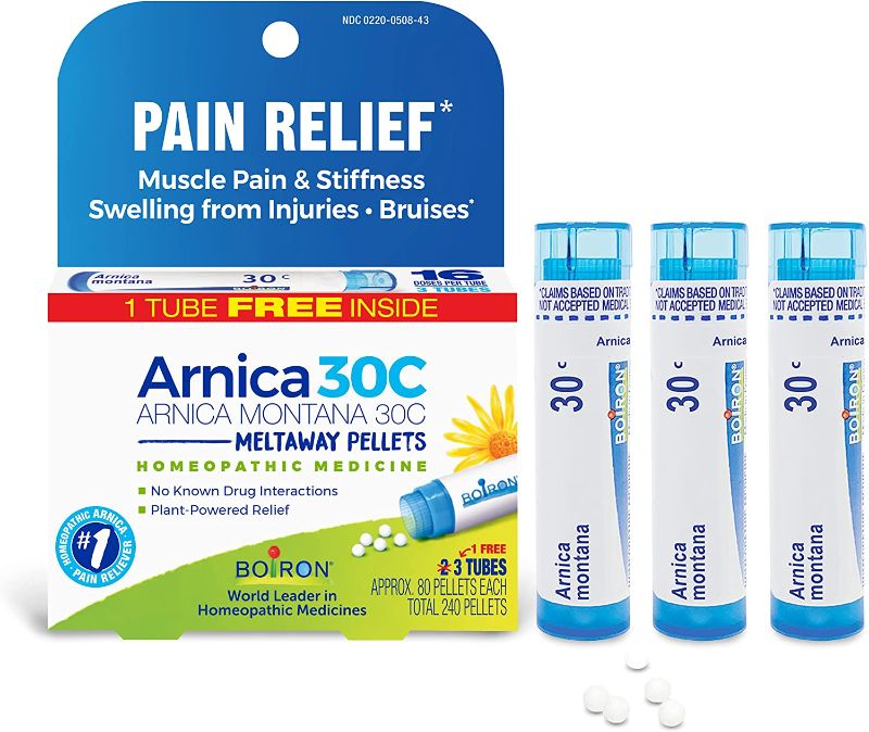 Photo 1 of Boiron Arnica Montana 30C 3 Tubes (80 Pellets per Tube) Homeopathic Medicine for Pain Relief Best By September 2025
