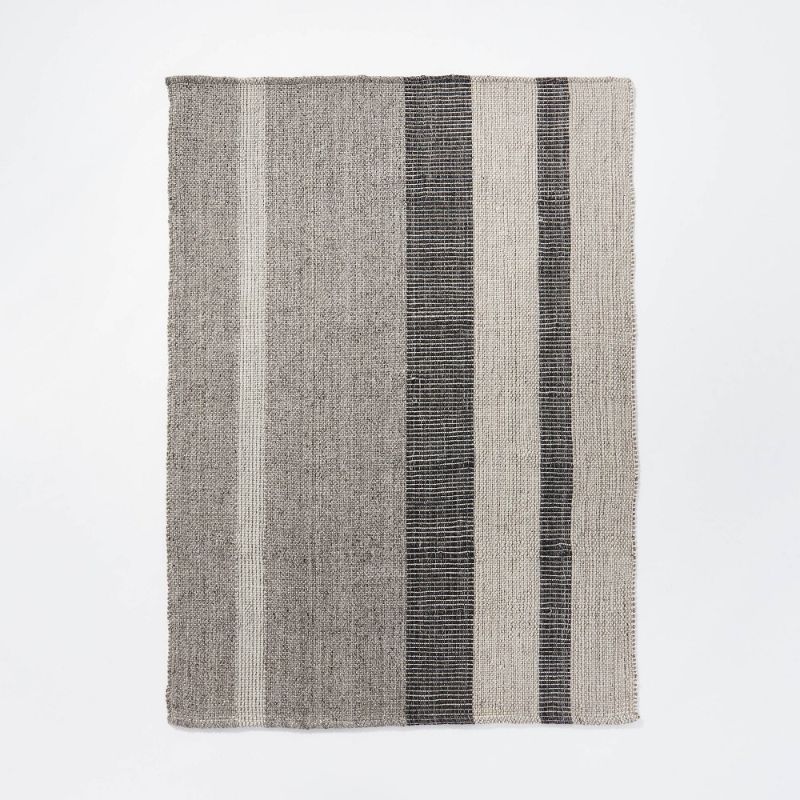 Photo 1 of 5'x7' Wellsville Handloom Flatweave Stripe Rug Gray - Threshold™ Designed with Studio McGee
