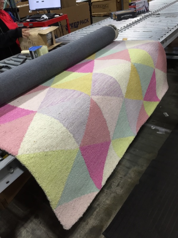 Photo 1 of Bianca Triangles Pink 5 ft. x 8 ft. Area Rug
