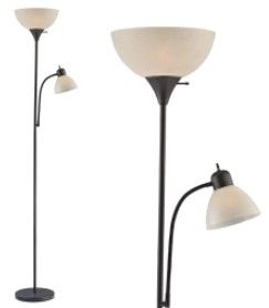 Photo 1 of Adjustable Pole Floor Lamp With White Shade And Side Reading Light