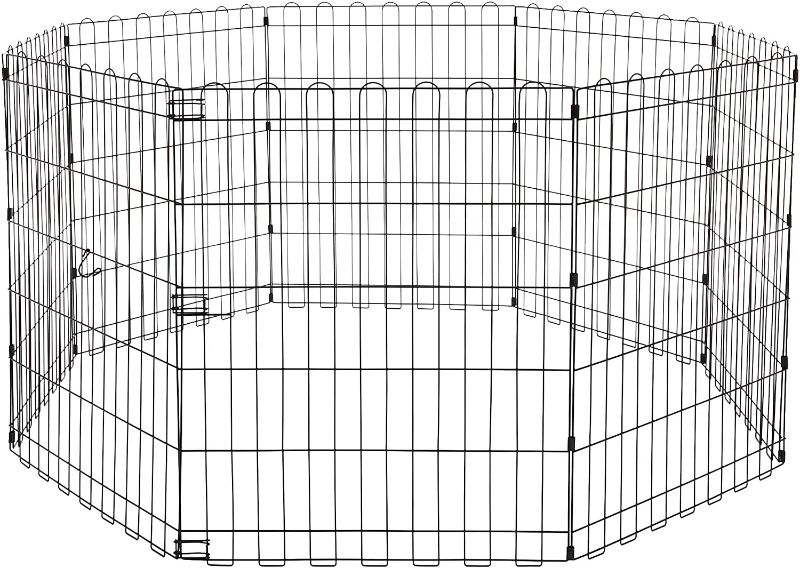 Photo 1 of Amazon Basics Foldable Metal Pet Dog Exercise Fence Pen - 60 x 60 x 30 Inches, Black
