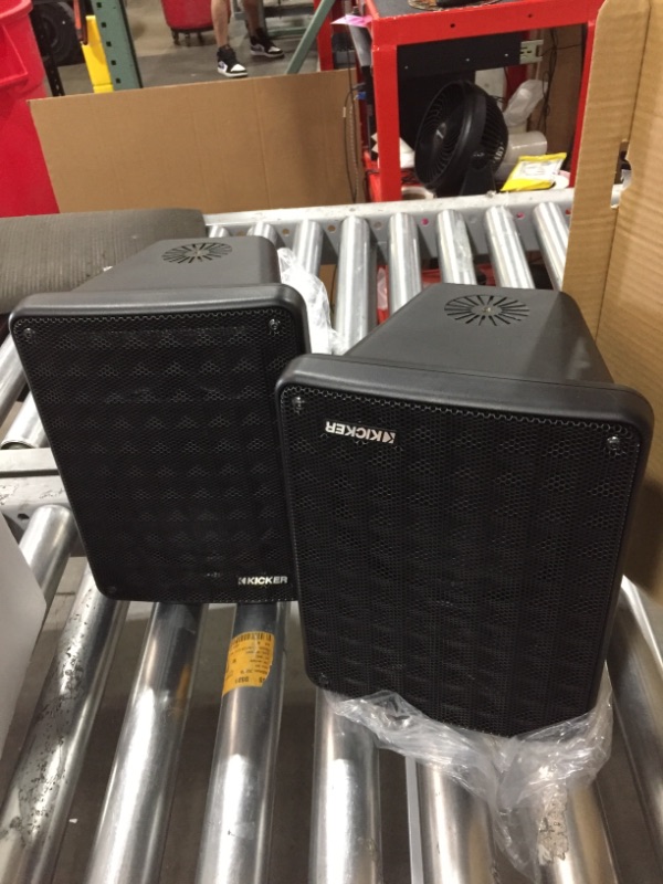 Photo 1 of Kicker KB6B 2-Way Full Range Indoor Outdoor Speakers (Pair) Weatherproof Speakers for Patio Sunroom Garage Poolside in-Home | 6.5 inch woofer, 2x5 inch Horn Tweeter | Quick Mounting System Black
