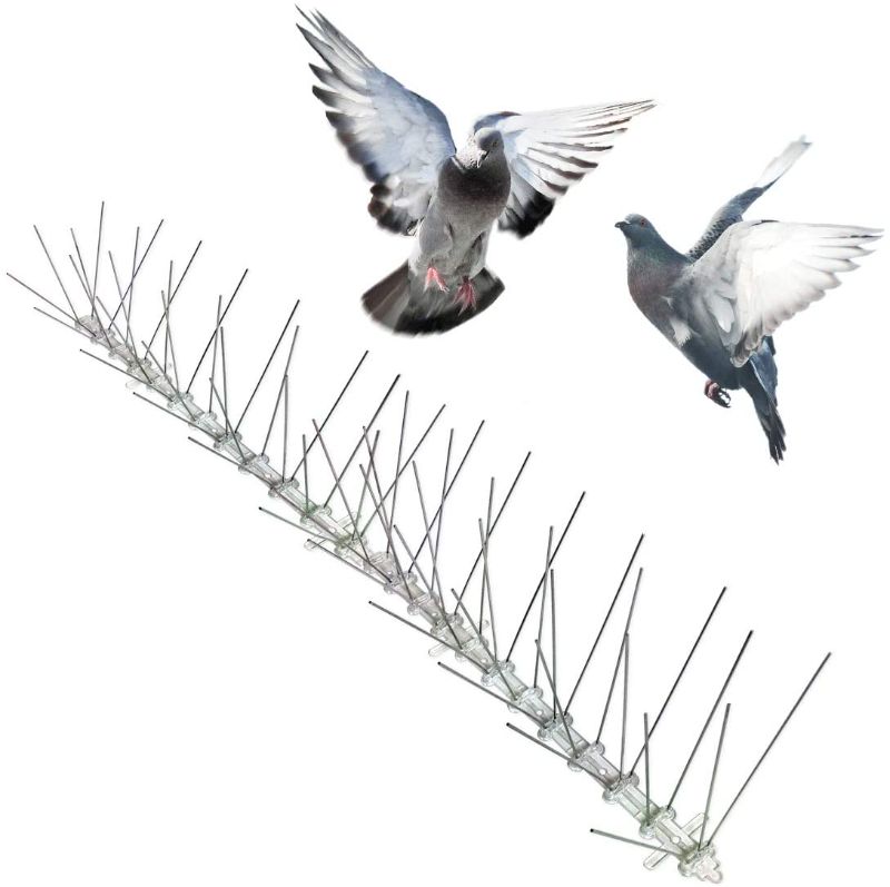 Photo 1 of Bird-X STS-100 Regular Width 6-inch Stainless Steel Bird Spikes, Metal Roof Guard Pigeon Prevention, Rodent Deterrent, Animal and Pest Control Supplies, 100 feet
