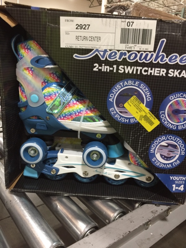 Photo 2 of Aerowheels Glitter Print 2-in-1 Girls switcher skate size 1-4
