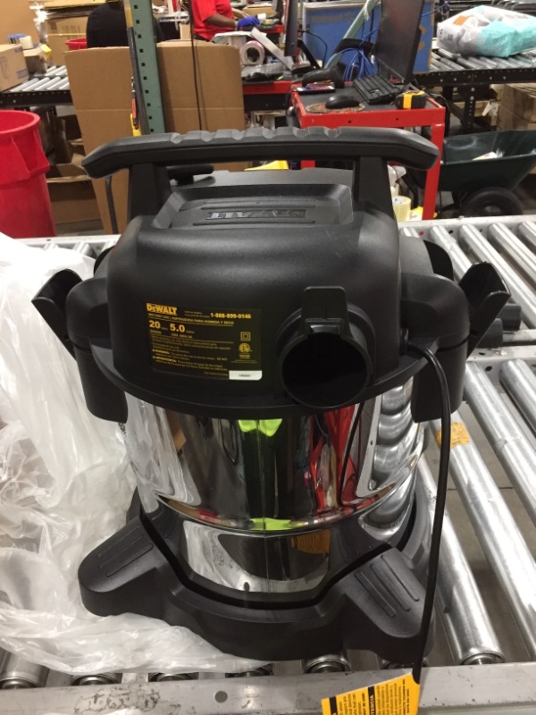Photo 1 of DEWALT 5 Gallon Stainless Steel Wet/Dry Vac, 4 Peak HP Horsepower Shop Vacuum Cleaner, DXV05S
