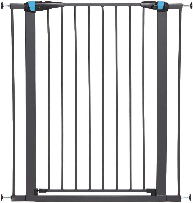 Photo 1 of Pet Gate | 39" High Walk-thru Steel Pet Gate by 29" to 38" Wide in Textured Graphite w/ Glow Frame, X-Tall
