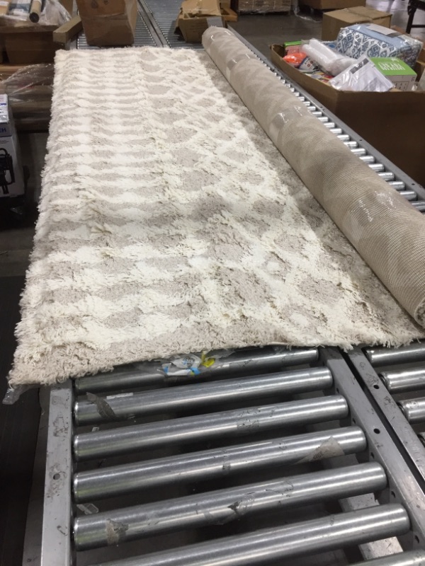 Photo 2 of USG2303-81012 8 Ft. 10 in. X 12 Ft. Urban Shag Machine Woven Rug, Cream & Beige
