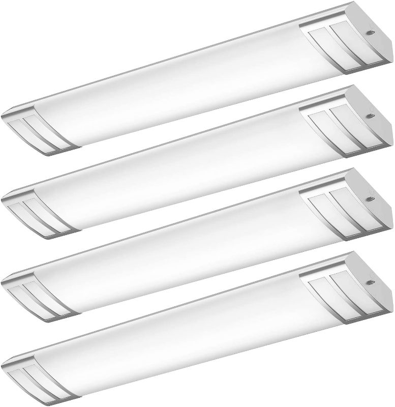 Photo 1 of 4FT LED Light Fixture 50W 5600lm Linear Light Flush Mount, 4000K, 1-10V Dimmable, 4 Foot LED Kitchen Ceiling Light Fixtures for Craft Room, Laundry, Fluorescent Replacement, 4 Pack
