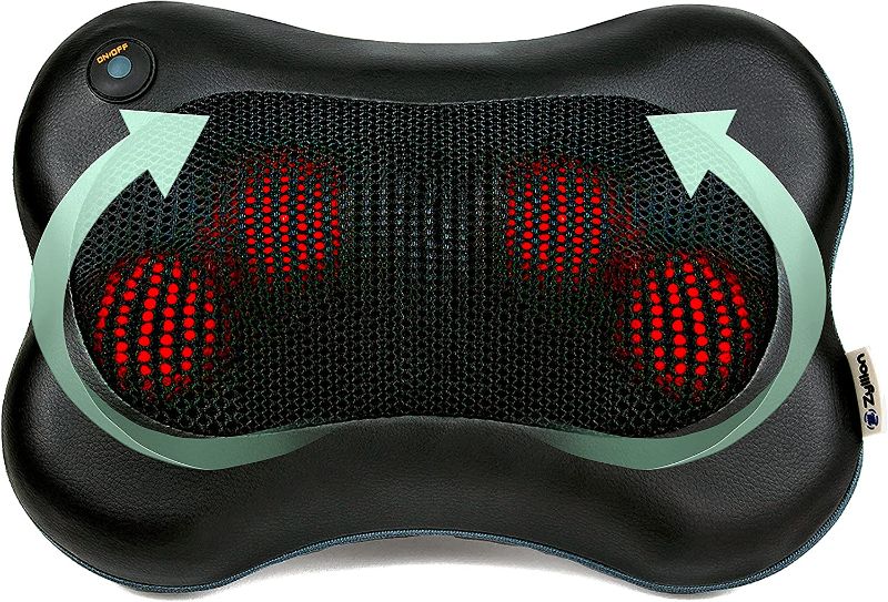 Photo 1 of Zyllion Shiatsu Back and Neck Massager - Premium Spa-Like 3D Kneading Deep Tissue Massage Pillow (Wired) with Soothing Heat for Muscle Pain Relief, Athletes, Chair and Car - Black (ZMA-13-BK)

