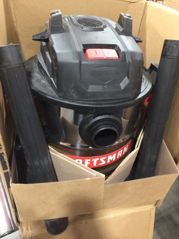 Photo 2 of CRAFTSMAN CMXEVBE17155 10 Gallon 6.0 Peak HP Stainless Steel Wet/Dry Vac, Portable Shop Vacuum with Attachments
