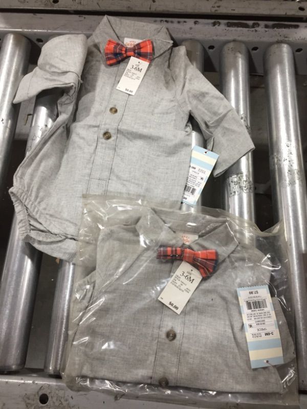 Photo 2 of cat & jack  3-6Mns 1 piece bow tie onesie set of 2