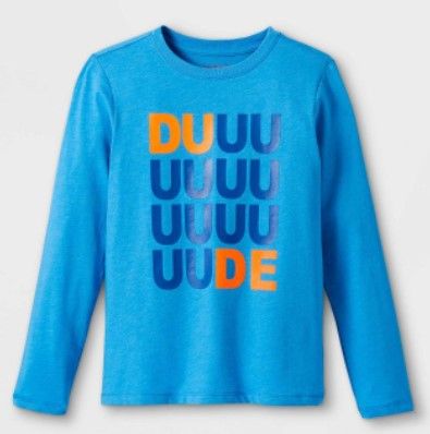 Photo 1 of Boys' 'DUDE' Graphic Long Sleeve T-Shirt - Cat & Jack XXL