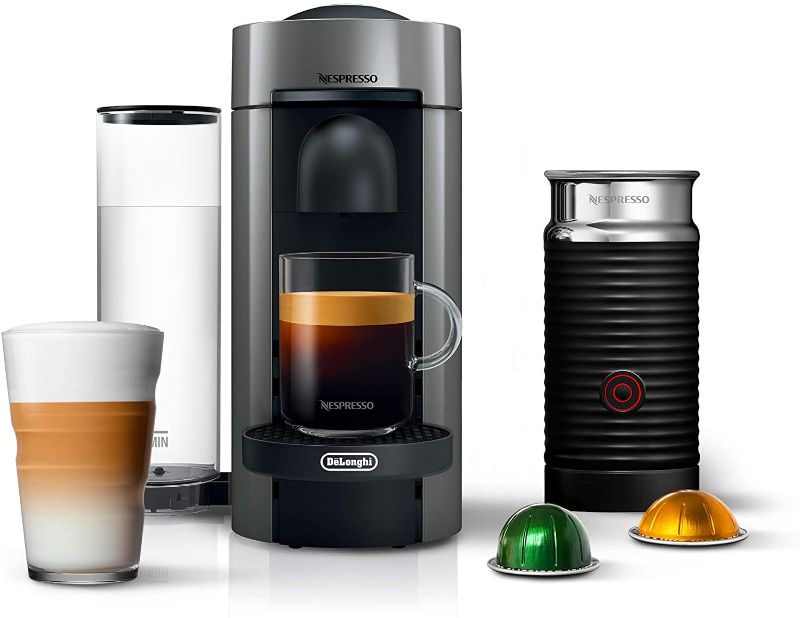 Photo 1 of Nespresso Vertuo Plus Coffee and Espresso Maker by De'Longhi, Grey with Aeroccino Milk Frother