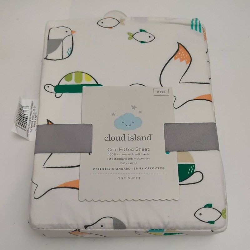 Photo 1 of Cloud Island Crib Fitted Sheet Fox, Turtle, Fish, Jellyfish, Dog,Bird Multicolor
