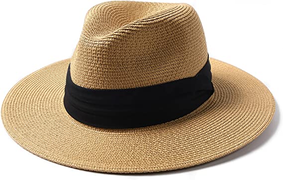 Photo 1 of FURTALK Panama Hat Sun Hats for Women Men Wide Brim Fedora Straw Beach Hat UV UPF 50 M
