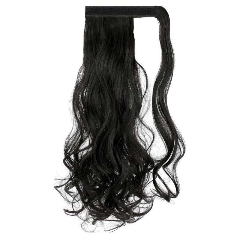 Photo 1 of Felendy  Ponytail Extension Curly Straight Drawstring Hairpiece Wrap Around Long Hair Extension for Women Natural Black
