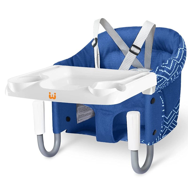 Photo 1 of MTWML Hook On High Chair with Tray,Portable Baby High Chair That Attaches to Table,Clip On Fast Table High Chair for Babies and Toddlers.Baby Feeding Seat for Dining Table and Counter to Travel(Blue)
