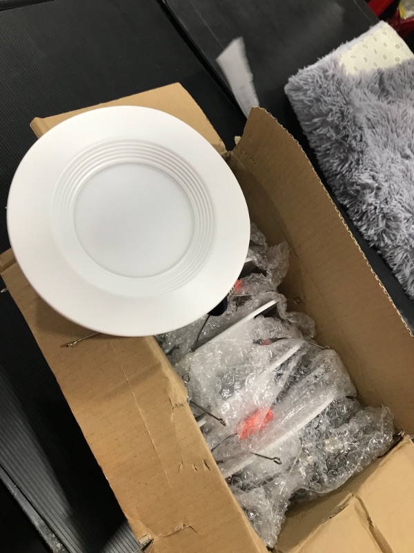 Photo 2 of 5/6 inch Smart Wi-Fi LED Recessed Downlight, RGBW Color Changing Tunable White LED Can Lights, Baffle Trim, 15w=100w, 1100lm, Compatible with Alexa and Google Assistant - 6 Pack
