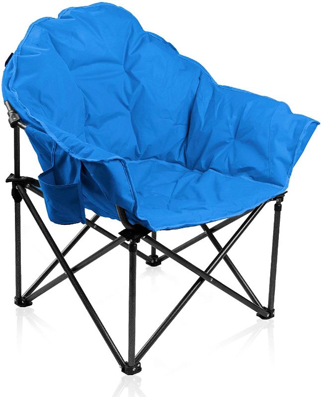 Photo 1 of ALPHA CAMP Oversized Camping Chairs Padded Moon Round Chair Saucer Recliner with Folding Cup Holder and Carry Bag
