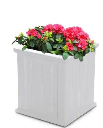 Photo 1 of Cape Cod 16 in. Square Self-Watering White Polyethylene Planter
