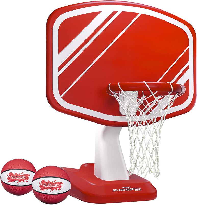 Photo 1 of GoSports Splash Hoop Swimming Pool Basketball Game, Includes Poolside Water Basketball Hoop, 2 Balls and Pump – Choose Your Style
