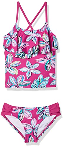 Photo 1 of Kanu Surf Girls Charlotte Flounce Tankini Beach Sport 2-piece Two Piece Swimsuit, Charlotte Pink Floral, 12 US
