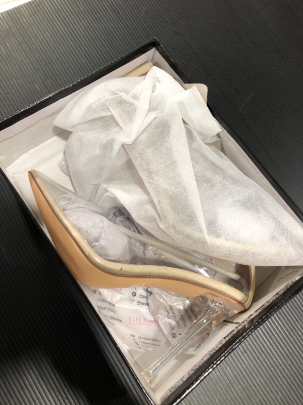 Photo 1 of WOMENS CLEAR CLOSE TOED HEELS (SIZE 7)