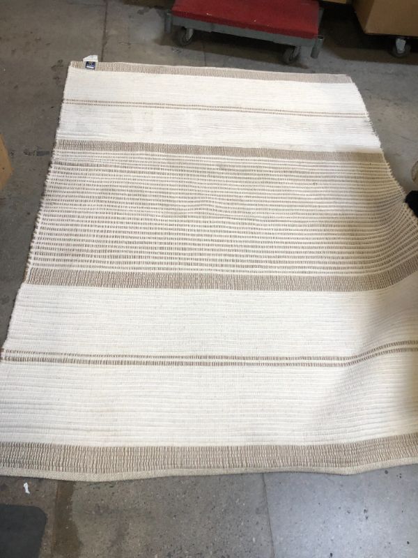 Photo 2 of 5'x7' Marina Striped Wool/Cotton Area Rug Cream - Threshold designed with Studio
